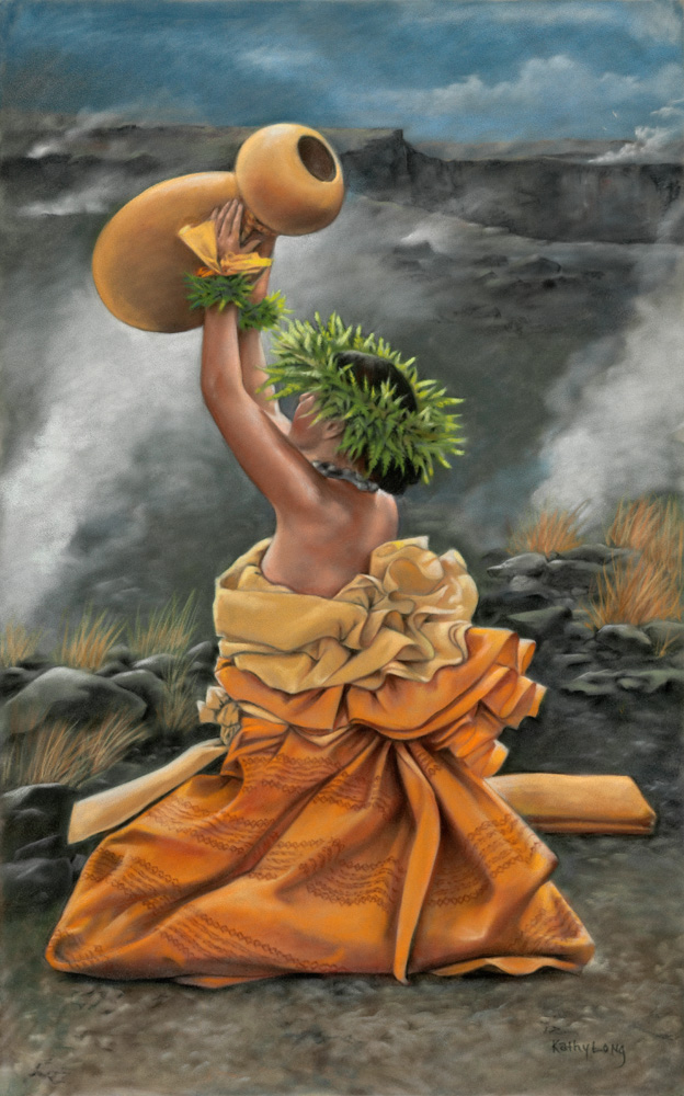 hawaiian hawaii polynesian artist kathy luna ka kilauea hula culture artwork painting aloha artists woman history pastels berussa